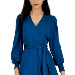 Brand new ✔️ INC International Concepts 👩 Women's Surplice-Neck Smocked-Cuff Maxi 👗 Dress, Created For Macy's Aqua Lake ✨ -International Concepts Sales unnamed file 1104