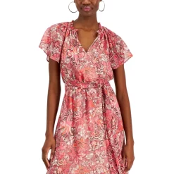 Buy ✨ INC International Concepts 👩 Women's Paisley Flutter-Sleeve Midi 👗 Dress, Created For Macy's Bright Cherry Combo 🧨 -International Concepts Sales unnamed file 1368