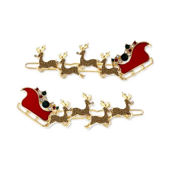 Promo ๐ INC International Concepts 2-Pc. Gold-Tone Multicolor Crystal Reindeer & Sleigh Hair Barrette Set, Created For Macy's Red ๐คฉ 4 Promo ๐ INC International Concepts 2-Pc. Gold-Tone Multicolor Crystal Reindeer & Sleigh Hair Barrette Set, Created For Macy's Red ๐คฉ - Image 2