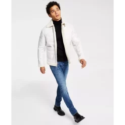 Brand new 😀 INC International Concepts Men's Flynn Fleece Trimmed Zip-Front Jacket, Created For Macy's Antique White ❤️ -International Concepts Sales unnamed file 140