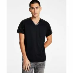 Discount 💯 INC International Concepts Men's Classic-Fit Pieced Faux-Leather V-Neck T-Shirt, Created For Macy's Port 🎁