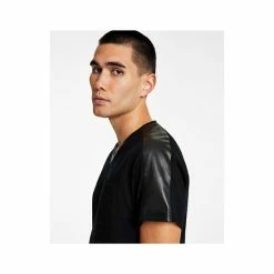 Discount 💯 INC International Concepts Men's Classic-Fit Pieced Faux-Leather V-Neck T-Shirt, Created For Macy's Port 🎁 -International Concepts Sales unnamed file 1420