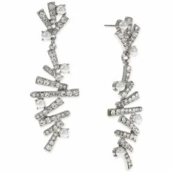 Outlet ❤️ INC International Concepts Silver-Tone Pavé & Imitation Pearl Stick Drop Earrings, Created For Macy's Crystal 😍