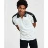 Budget 👍 INC International Concepts Men's Classic-Fit Short-Sleeve Zip Polo 👚 Shirt With Faux Leather Piecing, Created For Macy's Antique White 🎁