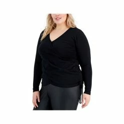 Best reviews of ✨ INC International Concepts Plus Size Side-Ruched Top, Created For Macy's Deep Black ⌛ -International Concepts Sales unnamed file 1504