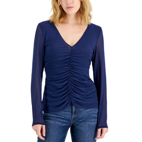 Buy โ INC International Concepts ๐ฉ Women's Ruched-Center V-Neck Top, Created For Macy's Indigo Sea ๐ 3 Buy โ INC International Concepts ๐ฉ Women's Ruched-Center V-Neck Top, Created For Macy's Indigo Sea ๐