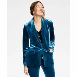 Best Sale ⌛ INC International Concepts 👩 Women's Velvet Blazer, Created For Macy's Royal Velvet 🌟