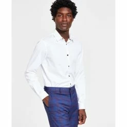 Best Sale 😉 INC International Concepts Men's Long-Sleeve Tux 👕 Shirt, Created For Macy's Deep Black ✔️