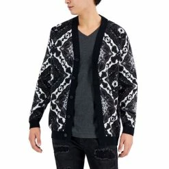 Outlet 👍 INC International Concepts Men's Dio Tapestry Cardigan, Created For Macy's Deep Black 🌟