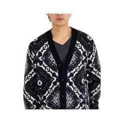 Outlet 👍 INC International Concepts Men's Dio Tapestry Cardigan, Created For Macy's Deep Black 🌟 -International Concepts Sales unnamed file 1595