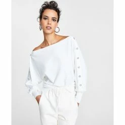 Cheap 🤩 INC International Concepts 👩 Women's Rhinestone-Button Sweater, Created For Macy's Teal Kingfisher 🤩