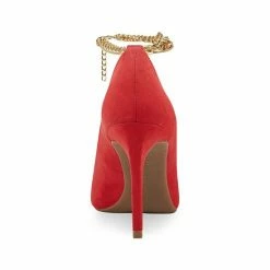 Discount ❤️ INC International Concepts 👩 Women's Sadelle Chain-Detail Pumps, Created For Macy's Red Micro 🎁 -International Concepts Sales unnamed file 1608