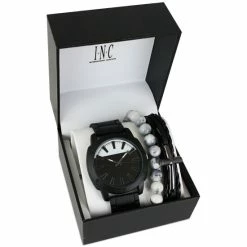 Coupon 🥰 INC International Concepts Men's Black-Tone Bracelet ⌚ Watch 49mm Gift Set, Created For Macy's 🌟 -International Concepts Sales unnamed file 1648