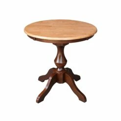 Promo 🛒 International Concepts 30 Round Top Pedestal Table- 28.9H Light Brown ✔️