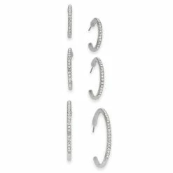 Brand new 🔔 INC International Concepts 3-Pc. Set Pavé Hoop Extra Small Earrings , Created For Macy's Silver ❤️