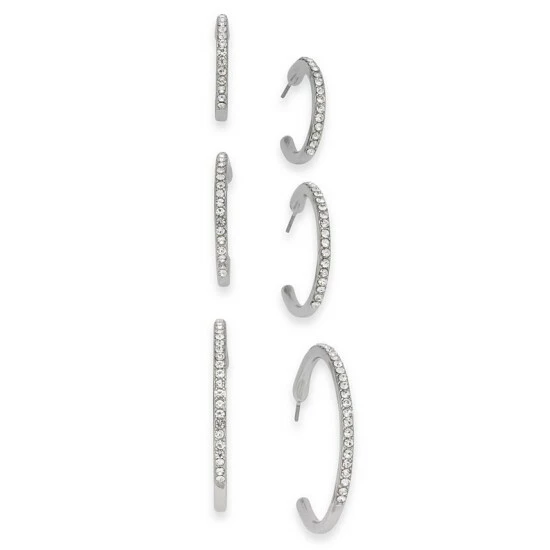 Brand new 🔔 INC International Concepts 3-Pc. Set Pavé Hoop Extra Small Earrings , Created For Macy's Silver ❤️ 3 Brand new 🔔 INC International Concepts 3-Pc. Set Pavé Hoop Extra Small Earrings , Created For Macy's Silver ❤️