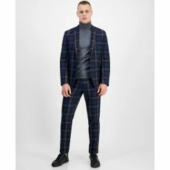 Best deal π€© INC International Concepts Men's Slim-Fit Shadow Plaid Suit Jacket, Created For Macy's Basic Navy π―