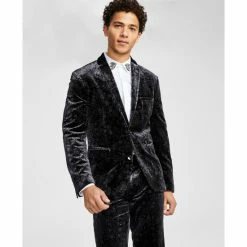 Deals โจ INC International Concepts Men's Slim-Fit Paisley Velvet Suit Jacket, Created For Macy's Deep Black ๐