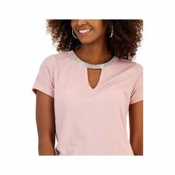 Best Pirce 👍 INC International Concepts 👩 Women's Embellished-Neck Keyhole Top, Created For Macy's Pale Mauve 🥰 -International Concepts Sales unnamed file 1805