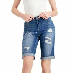 Best deal π INC International Concepts π© Women's Mid Rise Ripped Bermuda Shorts, Created For Macy's Medium Indigo β