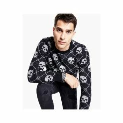 Outlet 😍 INC International Concepts Men's Cashmere Skully Sweater, Created For Macy's Deep Black ✨ -International Concepts Sales unnamed file 1829
