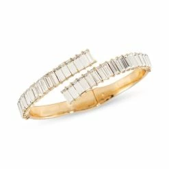 Best Pirce 🌟 INC International Concepts Gold-Tone Baguette Crystal Bypass Cuff Bracelet, Created For Macy's ⌛