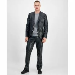 Wholesale 🧨 INC International Concepts Men's Jonny Slim-Fit Faux-Leather Suit Jacket, Created For Macy's Deep Black 🔔