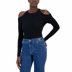 Outlet ✨ INC International Concepts 👩 Women's Ribbed Cold-Shoulder Sweater, Created For Macy's Washed White 😉