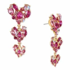 Best deal 👏 INC International Concepts Gold-Tone Mixed Stone Heart Triple Drop Earrings, Created For Macy's Multi 😍