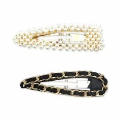 Flash Sale ⌛ INC International Concepts 2-Pc. Gold-Tone Imitation Pearl & Woven Ribbon Hair Barrette Set, Created For Macy's 🥰