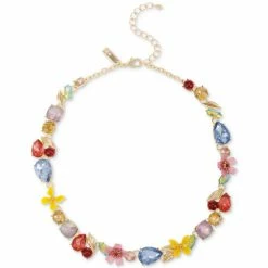 Best Pirce ๐ INC International Concepts Gold-Tone Multicolor Mixed Stone Flower & Butterfly All-Around Collar Necklace, 17 + 3 Extender, Created For Macy's ๐