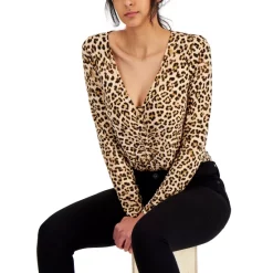 Wholesale 🌟 INC International Concepts 👩 Women's Leopard Ruched-Front Top, Created For Macy's Classic Cheetah 😀 -International Concepts Sales unnamed file 196