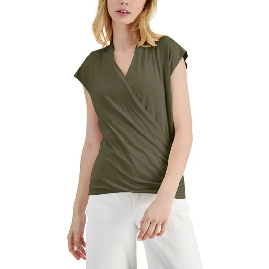 Best deal ๐คฉ INC International Concepts ๐ฉ Women's Surplice V-Neck Top, Created For Macy's Burnt Olive ๐ฅ 3 Best deal ๐คฉ INC International Concepts ๐ฉ Women's Surplice V-Neck Top, Created For Macy's Burnt Olive ๐ฅ