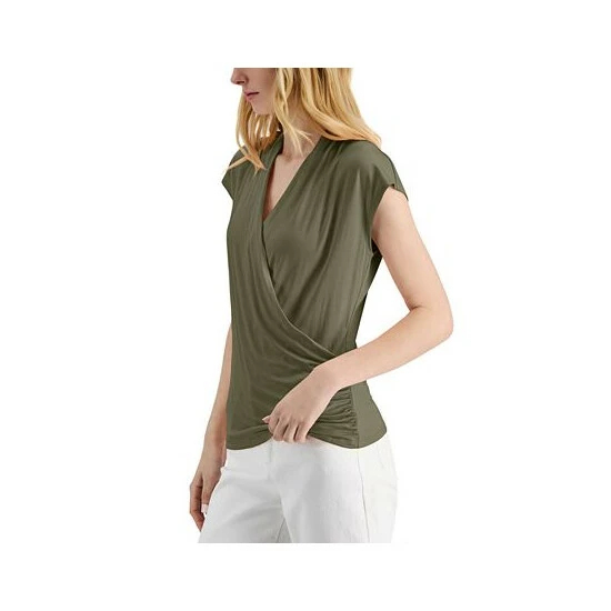 Best deal ๐คฉ INC International Concepts ๐ฉ Women's Surplice V-Neck Top, Created For Macy's Burnt Olive ๐ฅ 5 Best deal ๐คฉ INC International Concepts ๐ฉ Women's Surplice V-Neck Top, Created For Macy's Burnt Olive ๐ฅ - Image 3