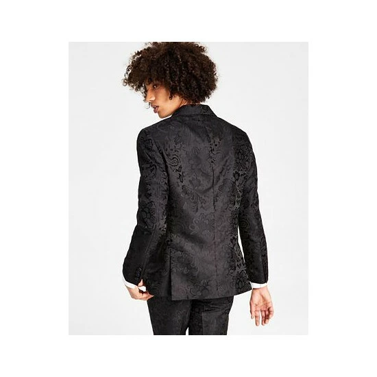 New π INC International Concepts Men's Lacy Slim-Fit Floral Jacquard Suit Jacket, Created For Macy's Deep Black π 4 New π INC International Concepts Men's Lacy Slim-Fit Floral Jacquard Suit Jacket, Created For Macy's Deep Black π - Image 2
