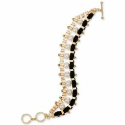 Coupon ✔️ INC International Concepts Gold-Tone Imitation Pearl Ribbon-Woven Flex Bracelet, Created For Macy's Black ❤️ -International Concepts Sales unnamed file 2029