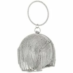 New 👏 INC International Concepts Fringe Ball Bangle Clutch, Created For Macy's Fringe Silver ✔️ -International Concepts Sales unnamed file 2036