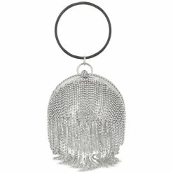 New 👏 INC International Concepts Fringe Ball Bangle Clutch, Created For Macy's Fringe Silver ✔️ -International Concepts Sales unnamed file 2037
