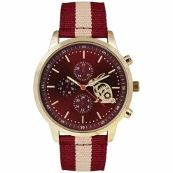 Best Sale 🌟 INC International Concepts Men's Red Stripe Nylon Strap ⌚ Watch 45mm, Created For Macy's ⌛