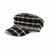 Coupon 😉 INC International Concepts 👩 Women's Chain-Trim Plaid Conductor Hat, Created For Macy's Black Whit ⌛ -International Concepts Sales unnamed file 2084