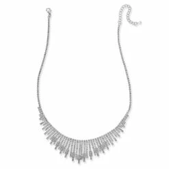 Budget 🌟 INC International Concepts Silver-Tone Pavé Statement Necklace, Created For Macy's 😀