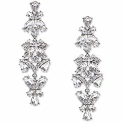 Deals 😍 INC International Concepts Silver-Tone Crystal Cluster Linear Drop Earrings, Created For Macy's 🔔