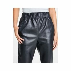 Cheap 🌟 INC International Concepts Petite Faux-Leather Jogger Pants, Created For Macy's Deep Black 😍 -International Concepts Sales unnamed file 2114