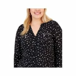 Flash Sale ⌛ INC International Concepts Plus Size Printed Zip-Pocket Top, Created For Macy's Riley Ditsy Floral 🎉 -International Concepts Sales unnamed file 2121