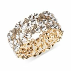 Flash Sale 🎁 INC International Concepts Gold-Tone Multi-Crystal Cluster Stretch Bracelet, Created For Macy's 🔥