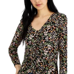 Coupon 🛒 INC International Concepts Petite Print Ruched Top, Created For Macy's Dia Dye Emerald 🔔 -International Concepts Sales unnamed file 214