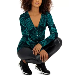 Coupon 🛒 INC International Concepts Petite Print Ruched Top, Created For Macy's Dia Dye Emerald 🔔 -International Concepts Sales unnamed file 216