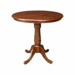 Best Pirce ⭐ International Concepts 36 Round Top Pedestal Table - 34.9H Brown ✔️