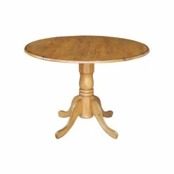 Promo 💯 International Concepts 42 Round Dual Drop Leaf Pedestal Table Brown 🎉