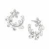 Hot Sale 🎁 INC International Concepts Silver-Tone Medium Crystal Flower Bypass Hoop Earrings, 1.21, Created For Macy's 🤩